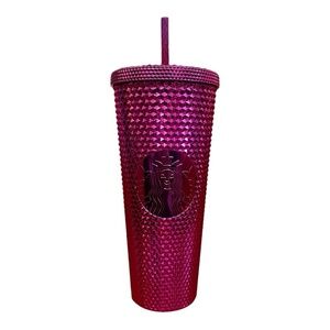 FS 2022 Metallic Berry Sangria Studded Starbucks Tumbler